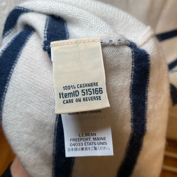 LL BEAN Women's Classic Cashmere Sweater, Crewneck Stripe - Picture 5 of 5